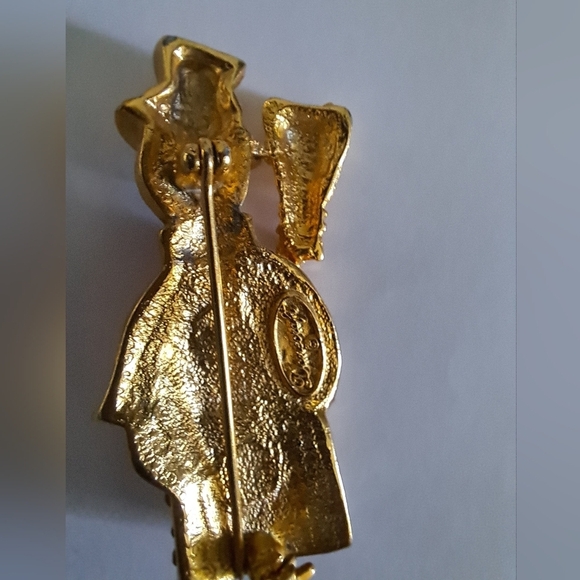 Vtg DANECRAFT Frosty Snowman bejeweled gold tone Brooch pin winter holiday - Picture 3 of 5